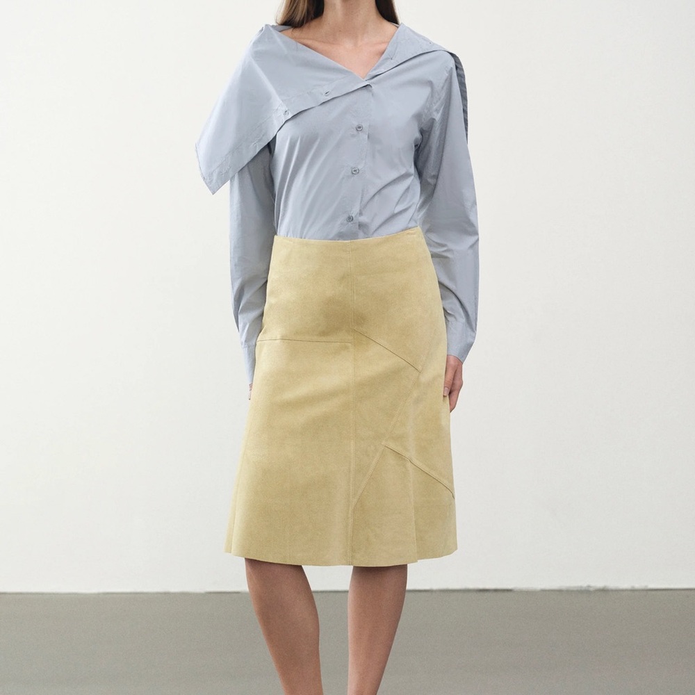 Source Unknown Butter Yellow Suede Skirt